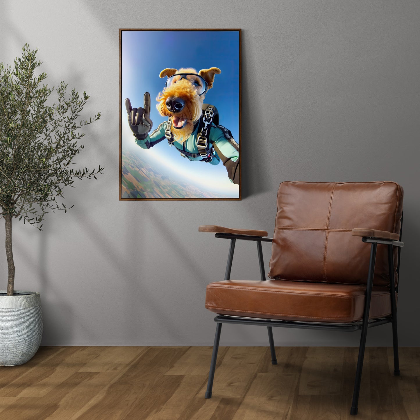 Epic Skydiving Airedale Terrier Poster - Unique Dog Lover Wall Art, Extreme Sport Decor, Animal Print Gift