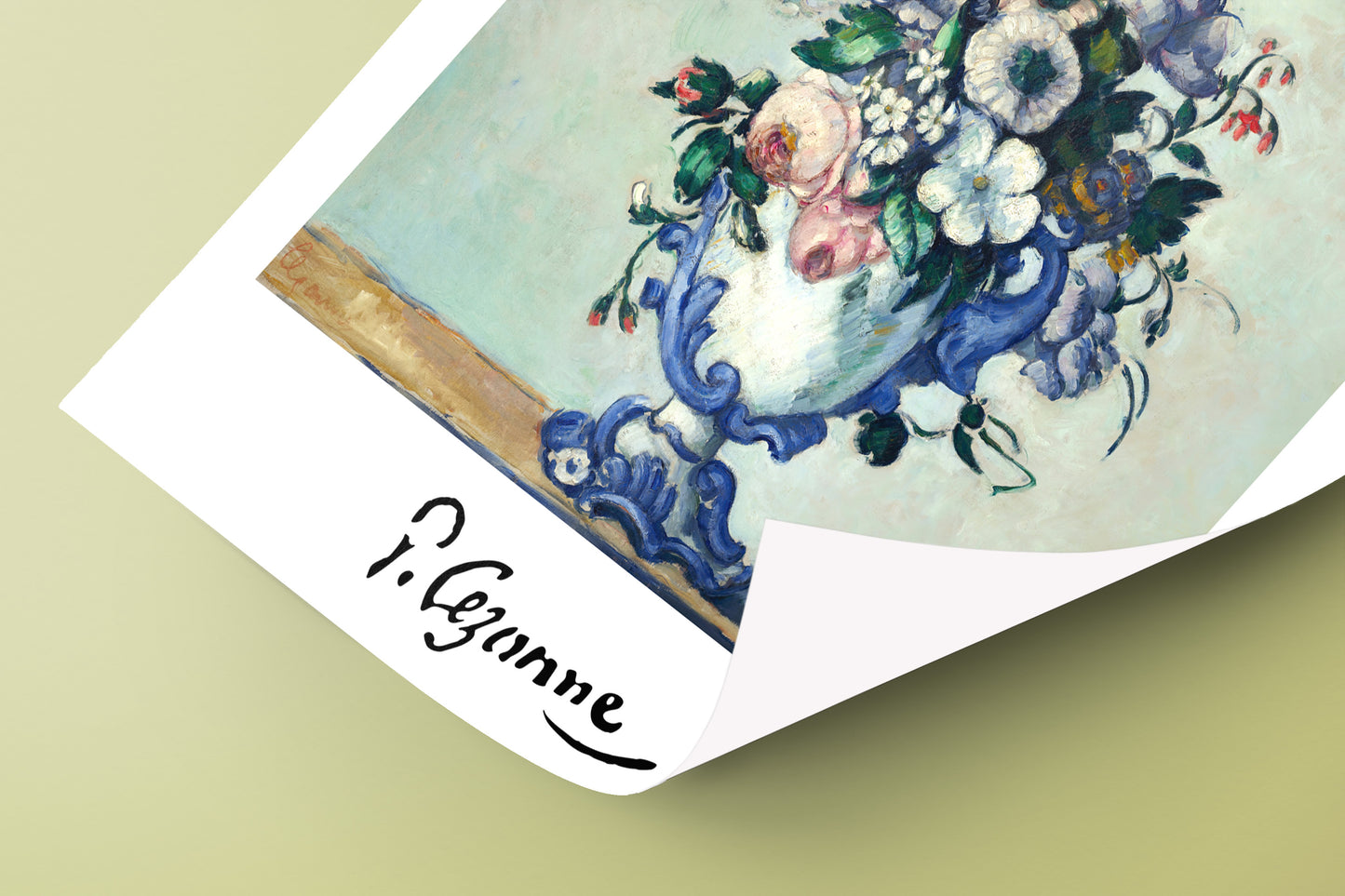 Paul Cézanne Poster: Flowers in a Rococo Vase, 1876. Impressionism Wall Art, Classic Masterpiece Reproduction