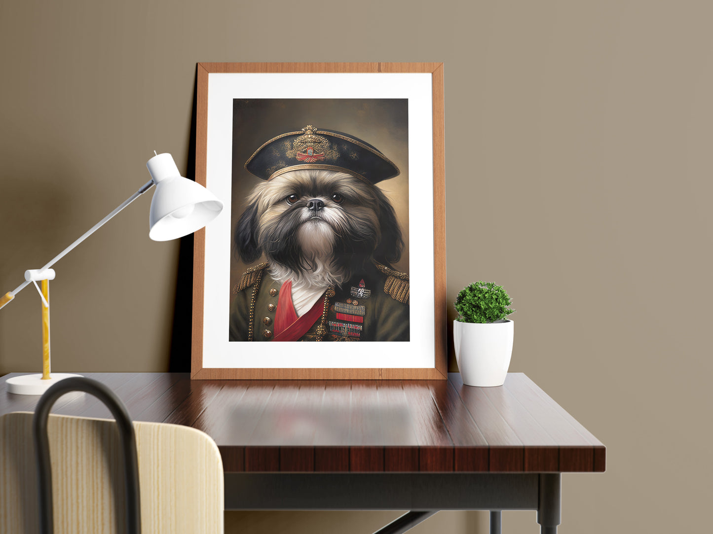 "Heroic Shih-tzu Poster | Military Uniform Dog Wall Art | Funny Shih-tzu Print for Home Decor"