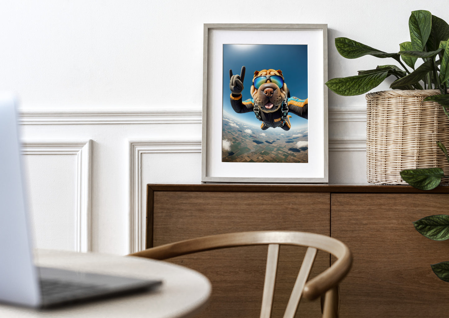 Skydiving Shar Pei Poster - Epic Wall Art for Animal Lovers | Unique Extreme Sport Dog Print Decor
