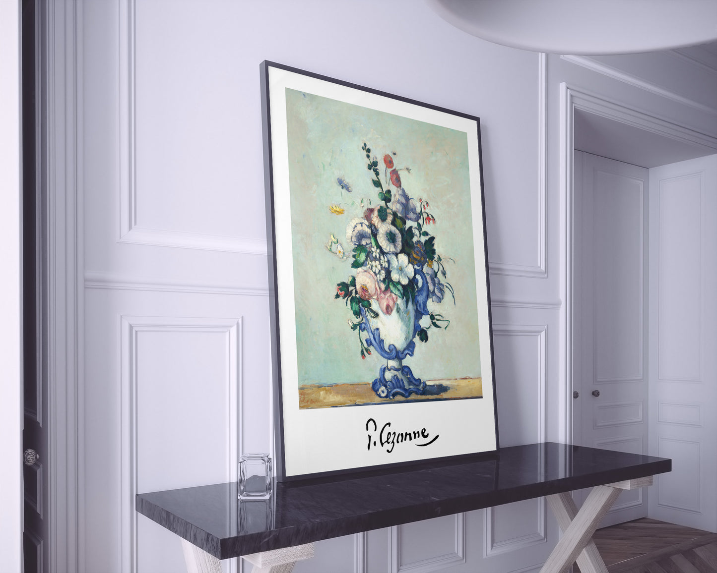 Paul Cézanne Poster: Flowers in a Rococo Vase, 1876. Impressionism Wall Art, Classic Masterpiece Reproduction