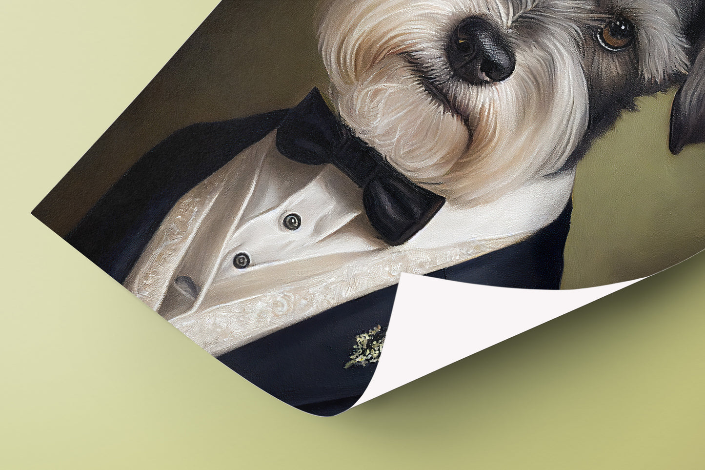 Chic Schnauzer in Tuxedo Poster - Humorous Wall Art Print for Dog Lovers, Elegant Home Decor