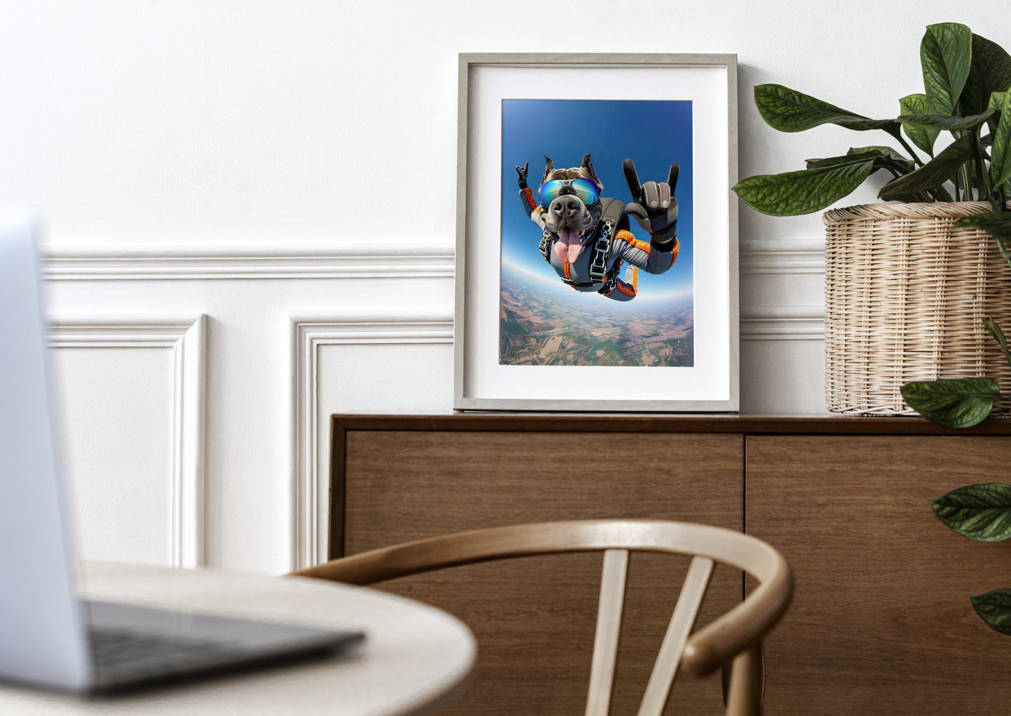 Poster Cane Corso en Chute Libre - Affiche Murale Saut en Parachute, Décor Sport Extrême, Idée Cadeau Unique