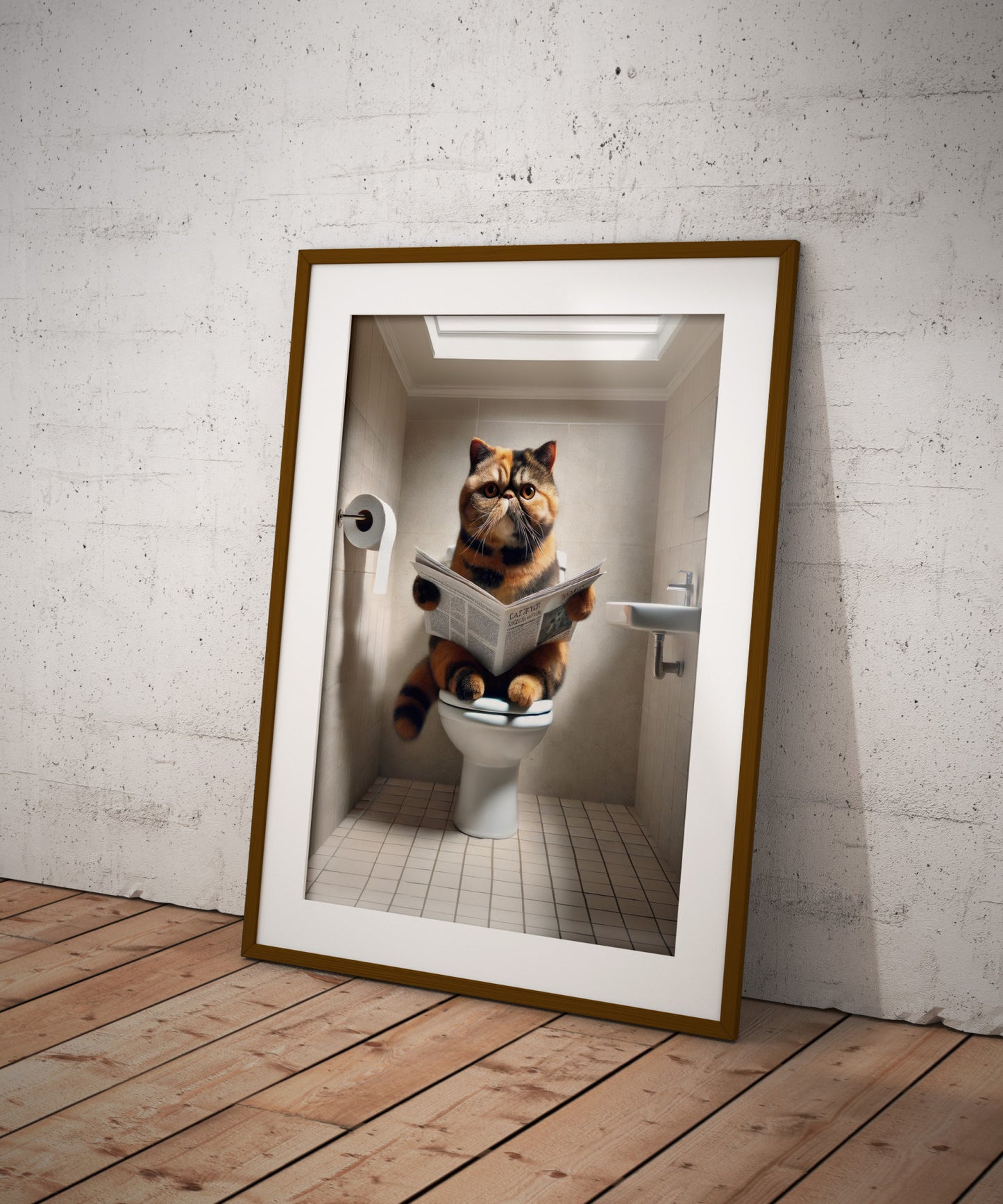 Poster d'un Chat Exotic Shorthair Tortue, Déco Humour WC, Affiche Murale Salle de Bain Toilettes