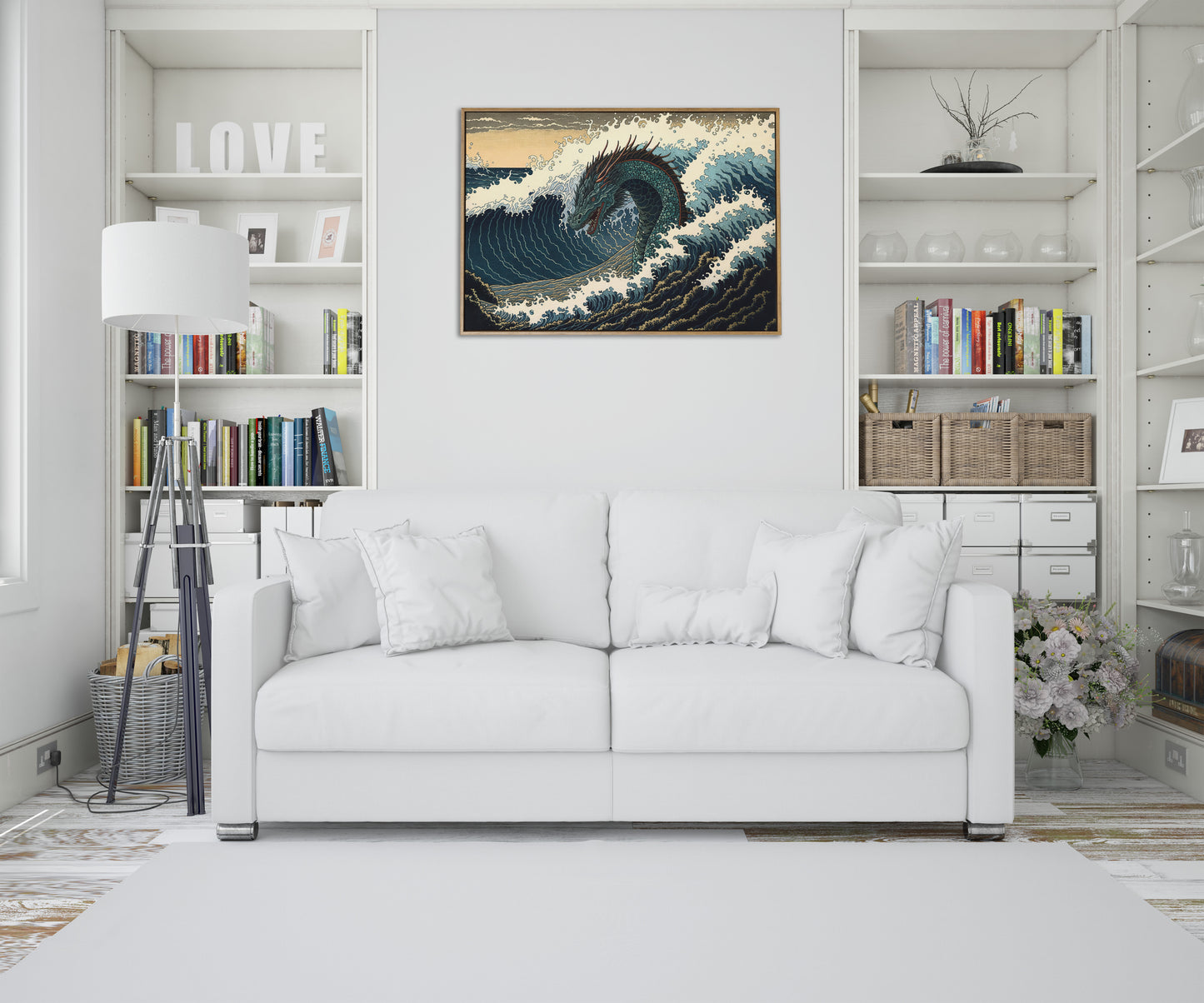Japanese Dragon Wall Poster - Mythological Water Dragon Art, Nippon-Inspired Wall Decoration, Japanese Illustration Decor