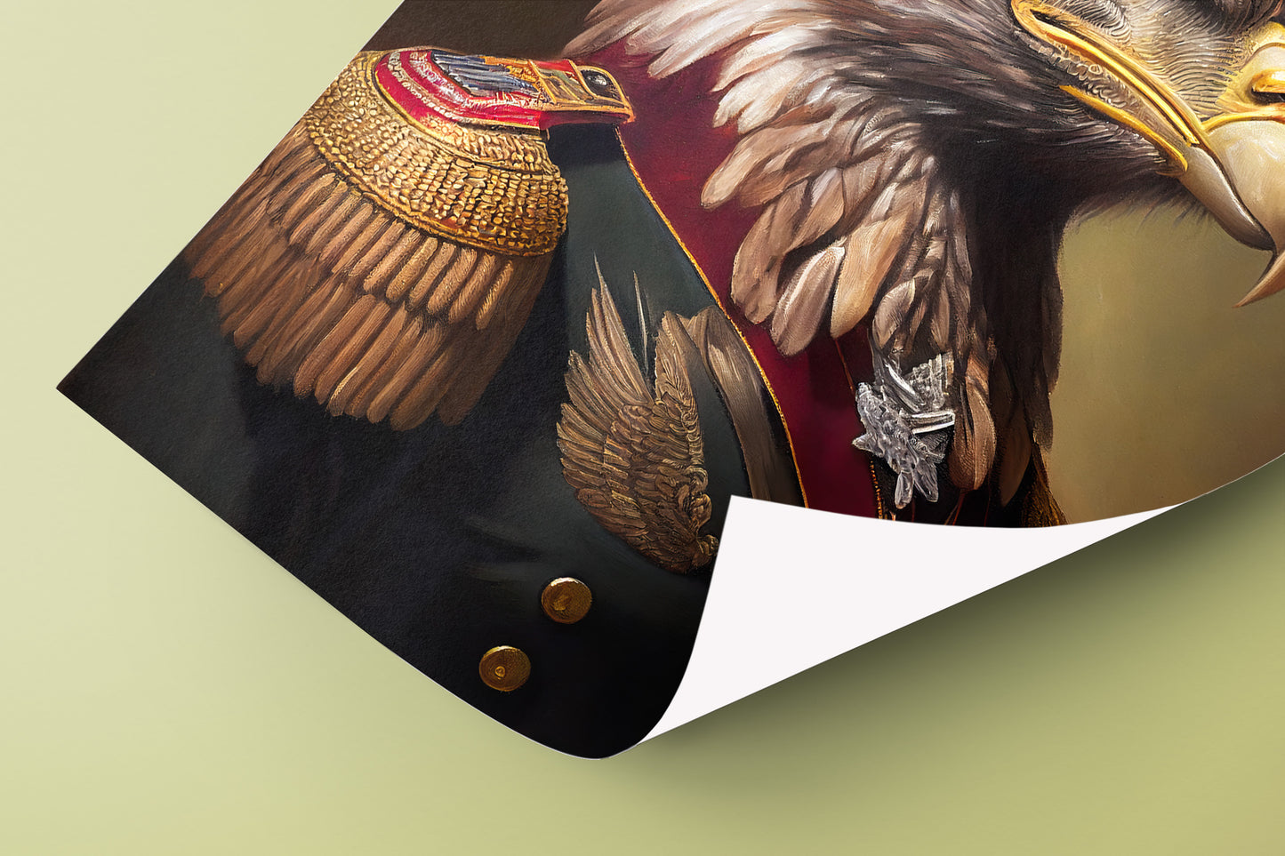 Poster Héroïque d'Aigle Militaire - Art Mural Animaux, Décoration Murale Unique, Impression d'Oiseau