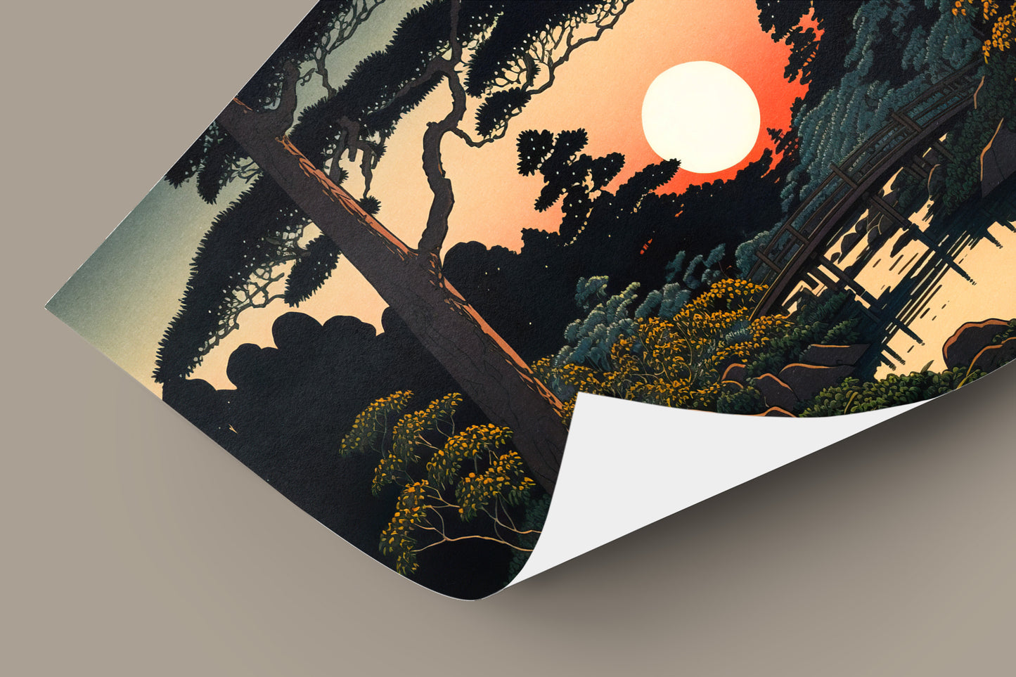 Poster Jardin Japonais - Art Japonais, Décoration Murale, Paysage Rural, Illustration Unique
