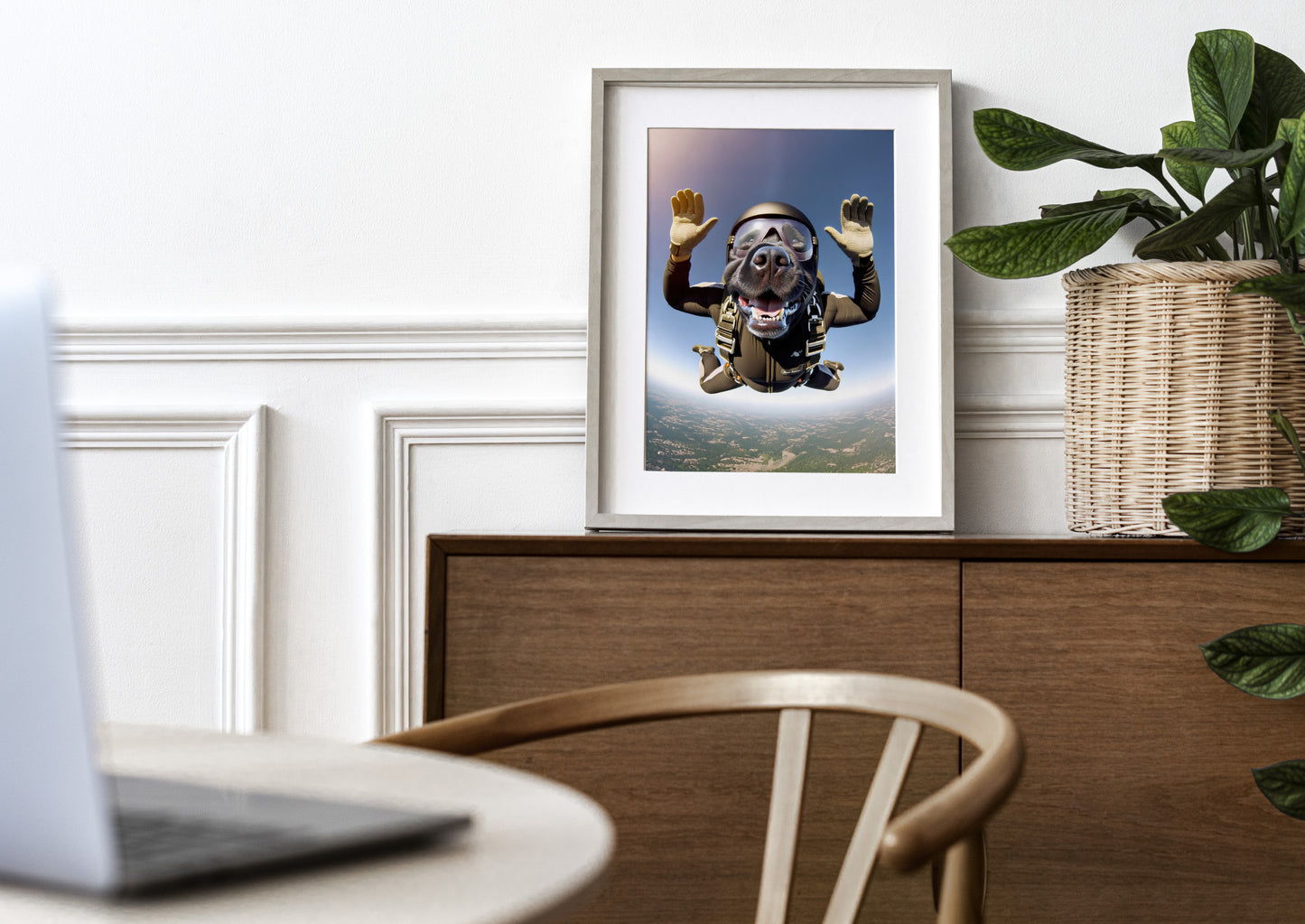 Epic Skydiving Black Labrador Poster - Unique Animal Print, Extreme Sport Wall Art, Dog Lover Gift Decor