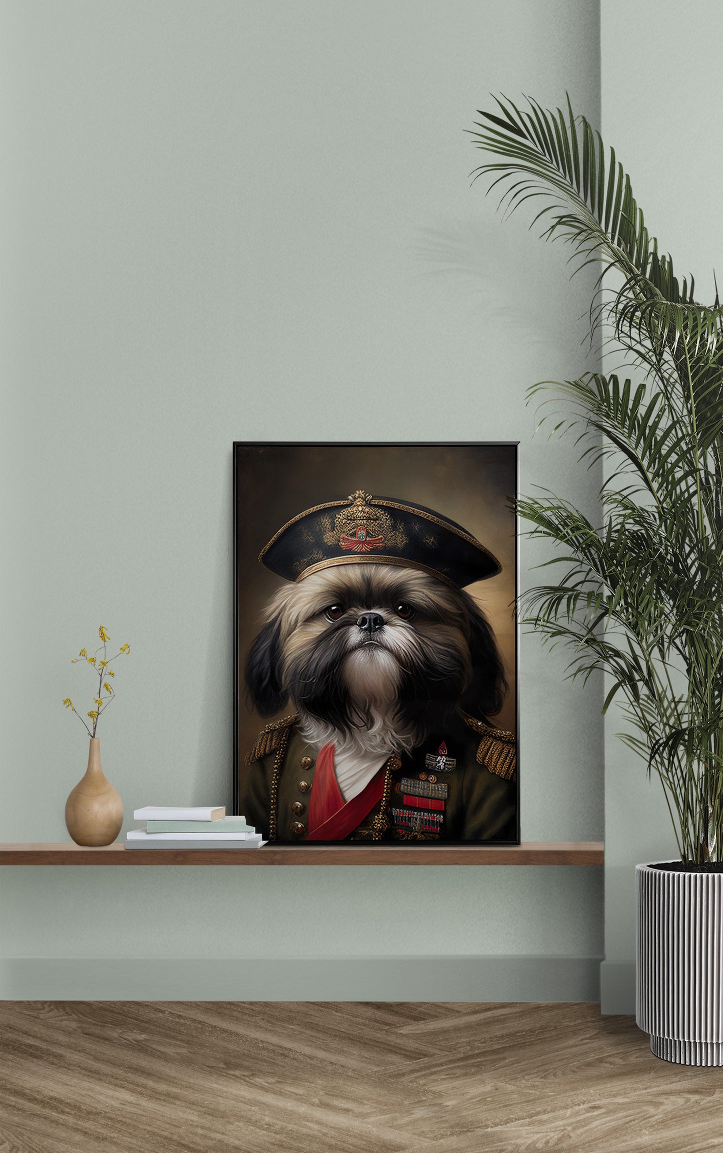 "Heroic Shih-tzu Poster | Military Uniform Dog Wall Art | Funny Shih-tzu Print for Home Decor"