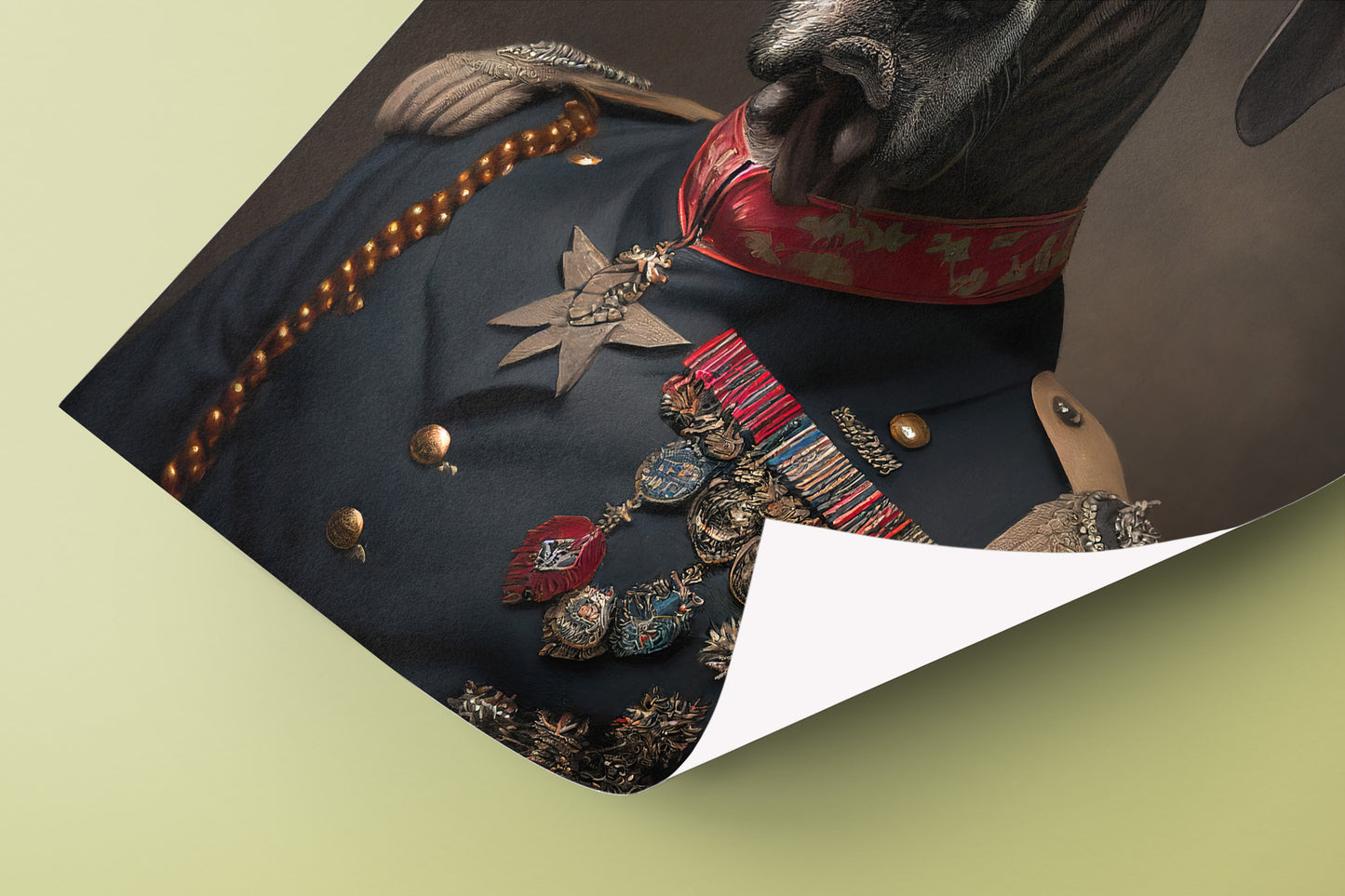Poster de Grand Danois en Uniforme Militaire - Décoration Murale Animaux, Affiche Chien Dogue Allemand