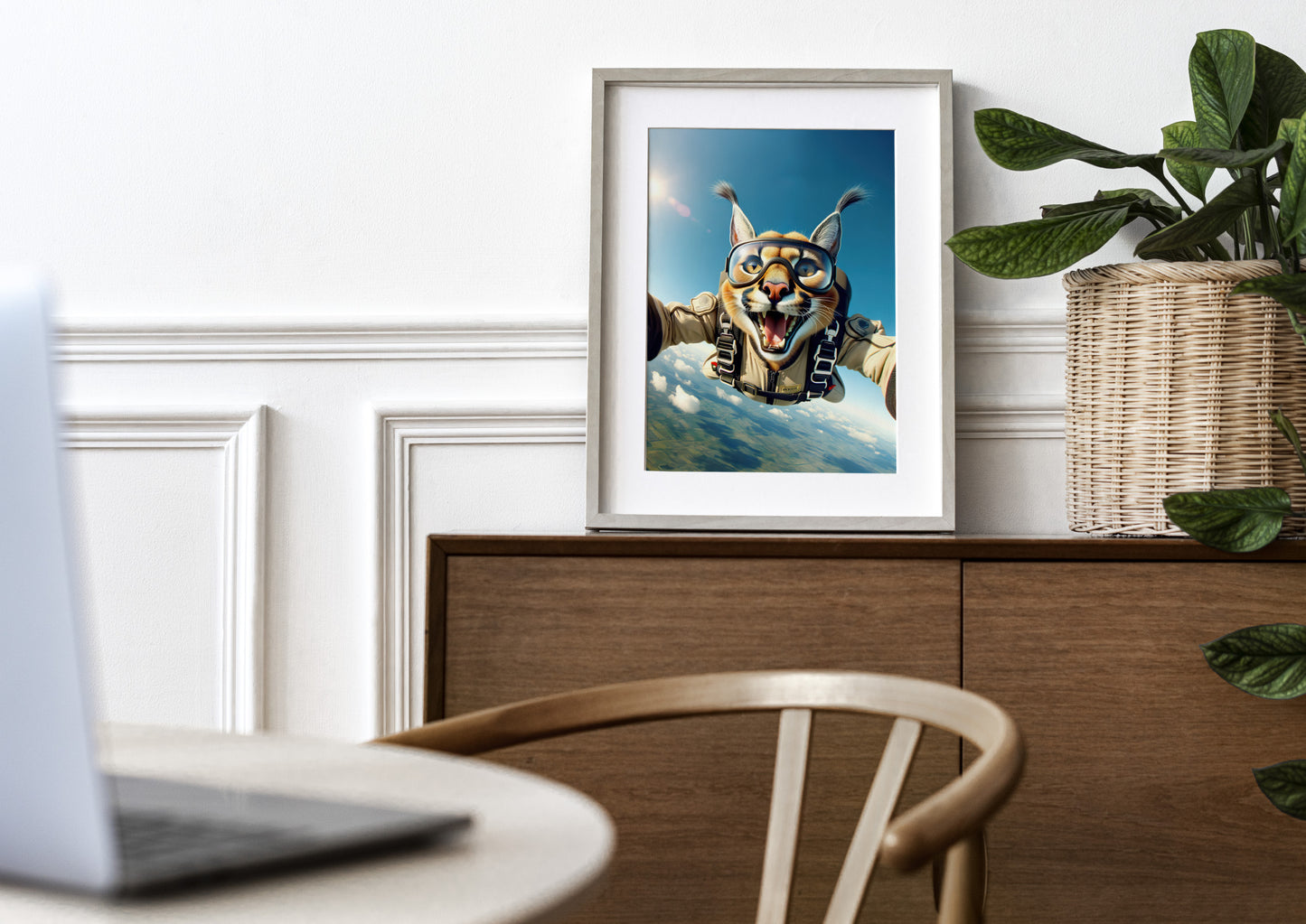 Skydiving Caracal Poster - Epic Animal Wall Art | Extreme Sport Decor | Unique Gift for Animal Lovers