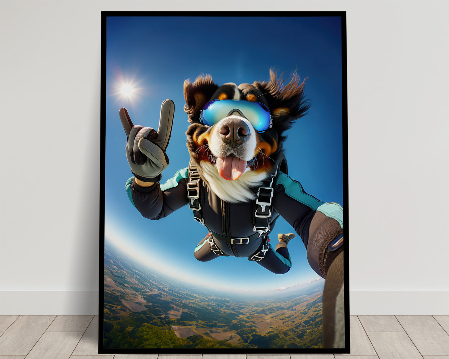 Epic Dog Lover's Gift: Skydiving Bernese Mountain Dog Poster - Extreme Sport Animal Wall Art Decor