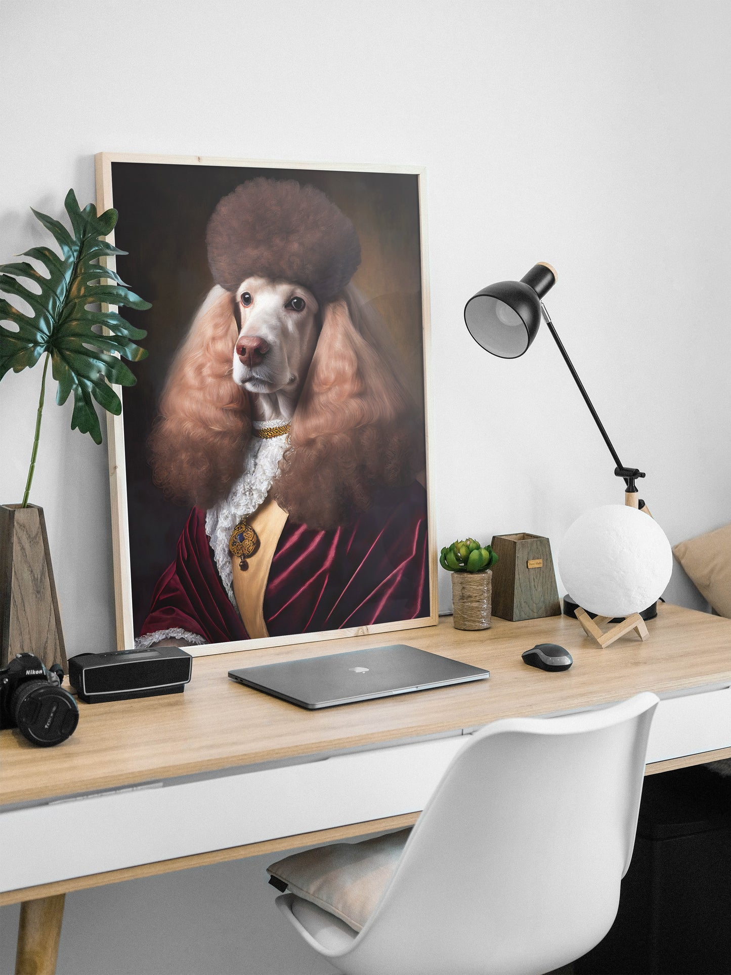 Affiche Postérisée Baroque Chien Caniche Noble - Décoration Murale Animale à Encadrer