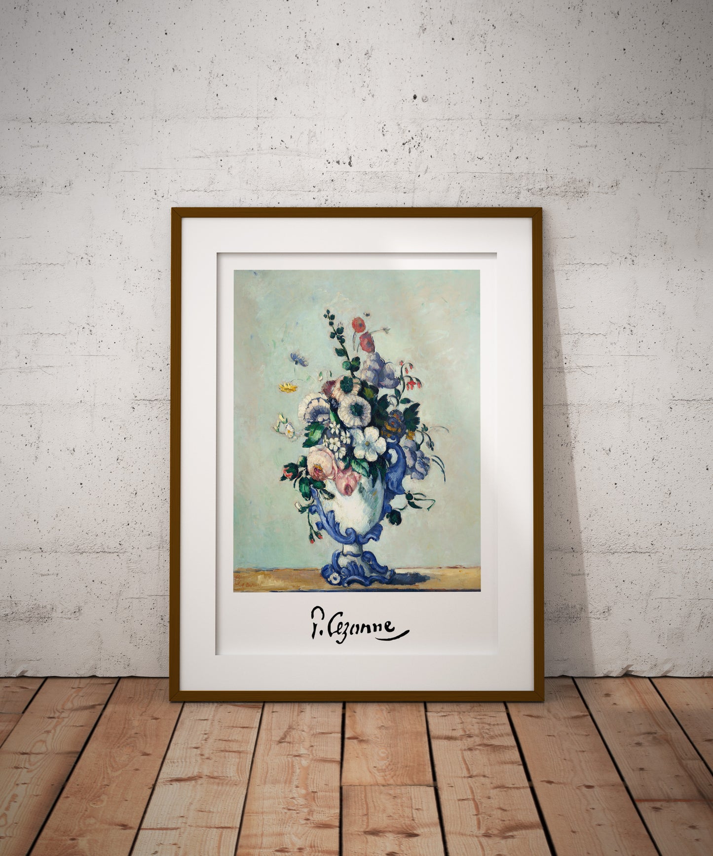 Paul Cézanne Poster: Flowers in a Rococo Vase, 1876. Impressionism Wall Art, Classic Masterpiece Reproduction