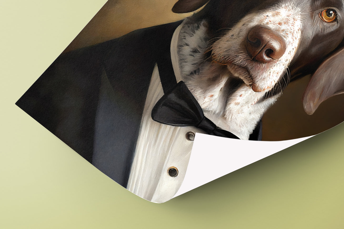 Chic Dog Poster - Short-haired Pointer in Tuxedo Portrait | Humorous Wall Art Print