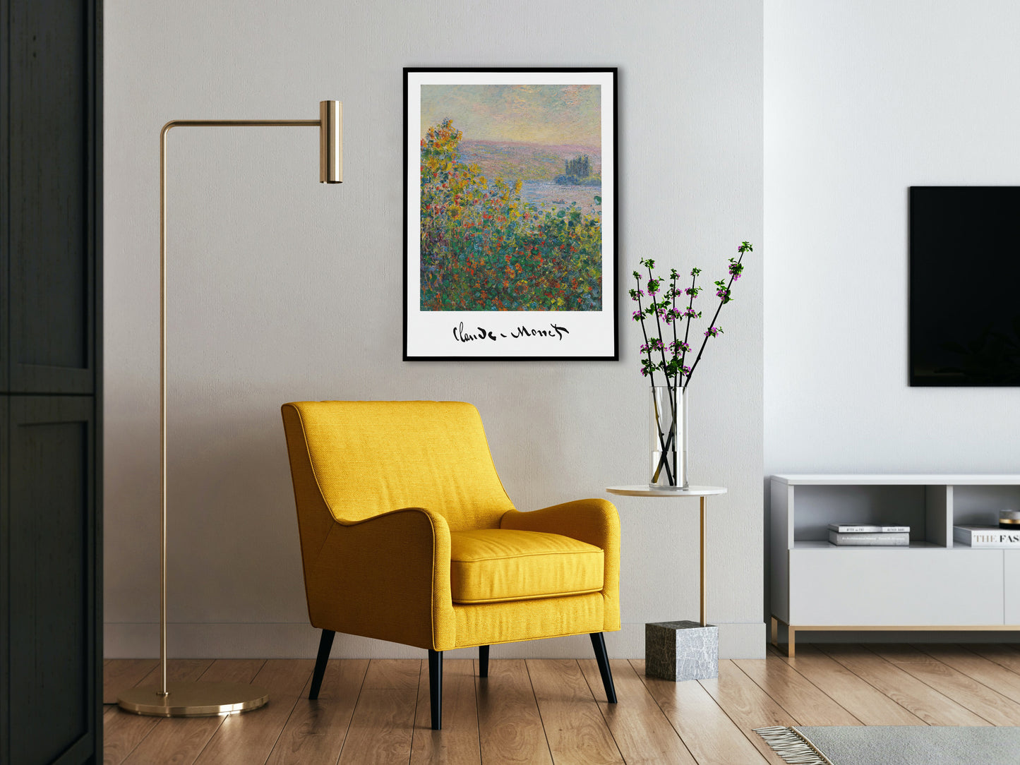 Claude Monet Poster: Flower Beds at Vétheuil (1881) | Impressionist Wall Art Reproduction | Classic Masterpiece Print