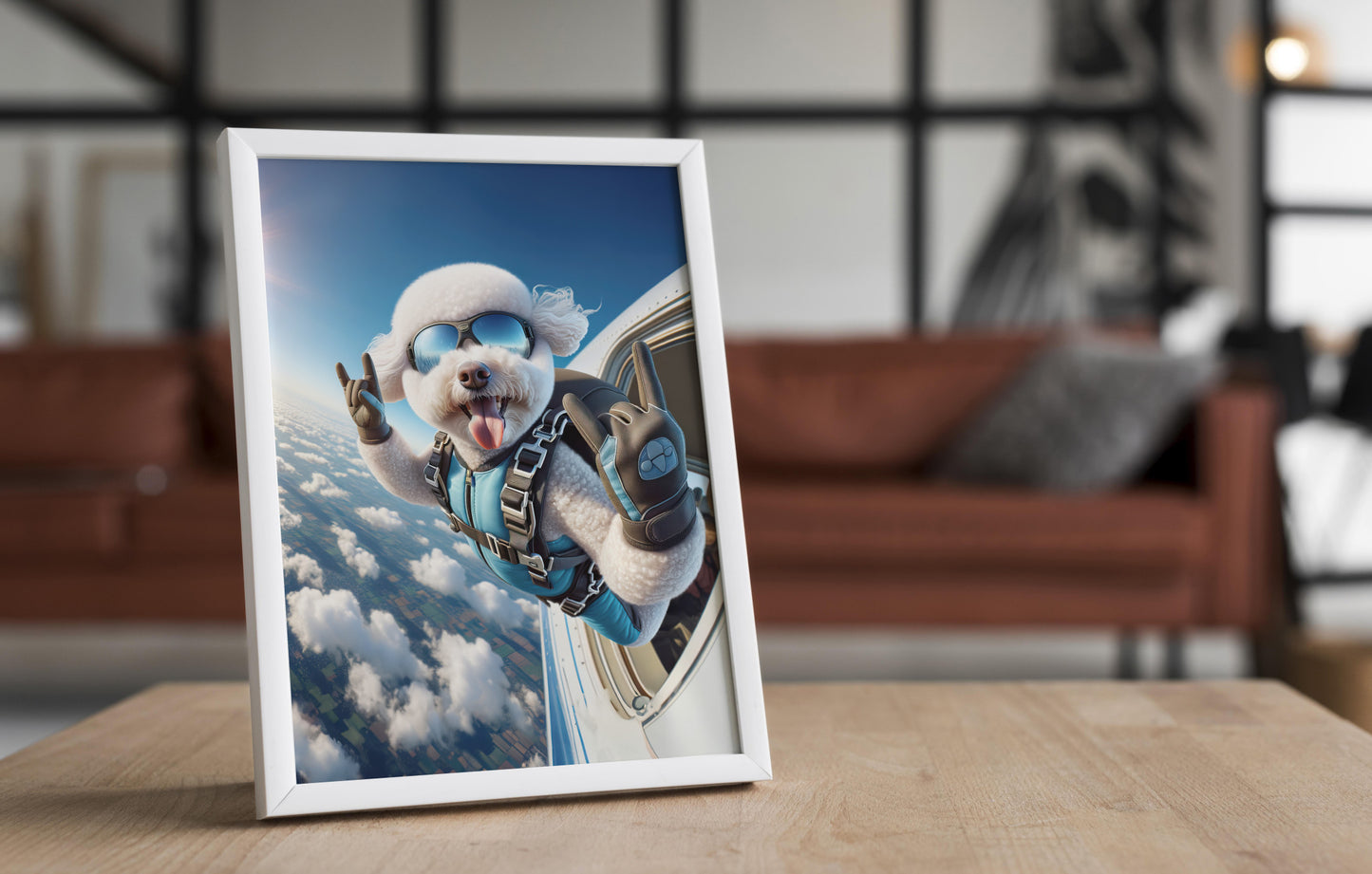 Epic Skydiving Bichon Frise Poster - Unique Dog Lover Gift, Extreme Sport Wall Art Print, Animal Decor