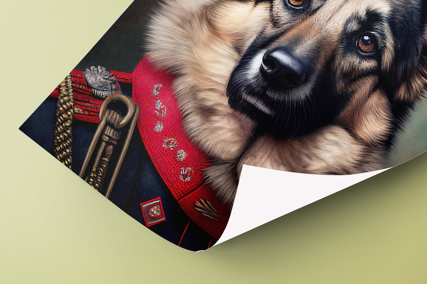 Poster du Berger Allemand en Uniforme Militaire - Art Mural Décoration Animalière pour Intérieur