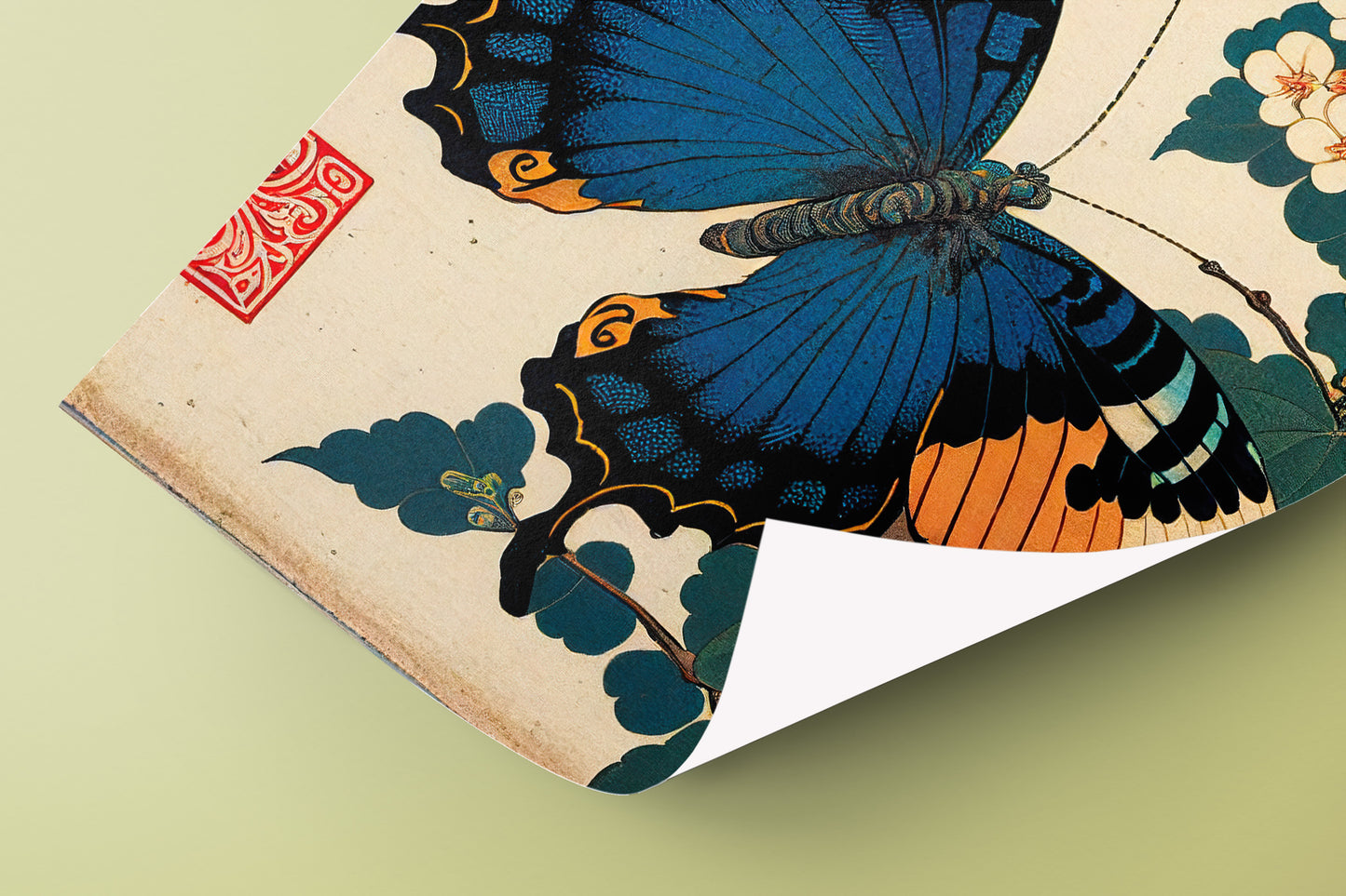 Poster Murale Papillon, Art Japonais, Décoration Nippone, Illustration à Encadrer - Affiche de Qualité