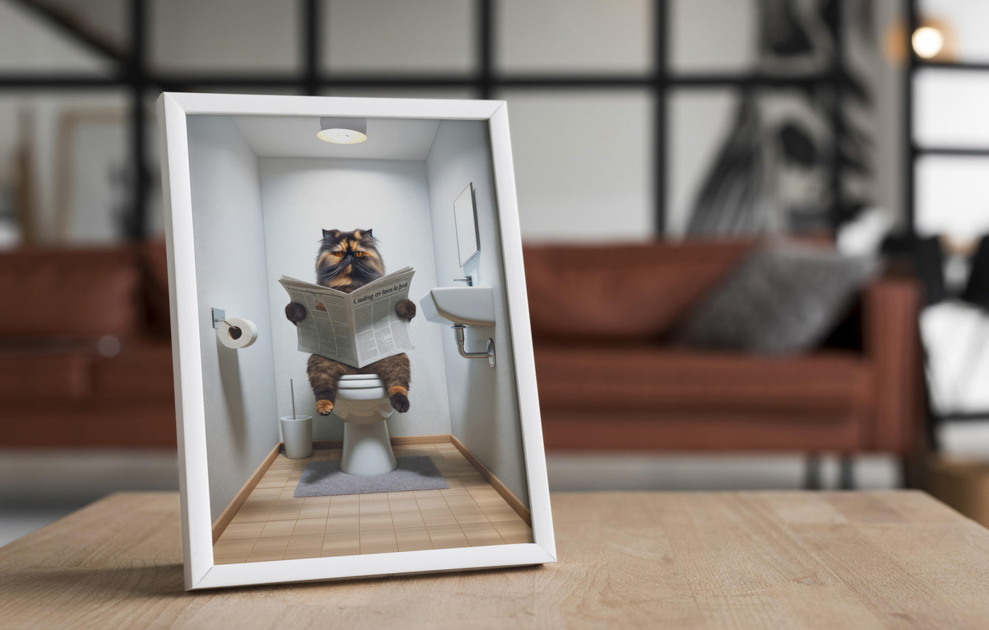 Affiche Murale Humour Chat Persan, Décoration WC & Salle de Bain, Cadeau Parfait Pour Amateurs de Chats