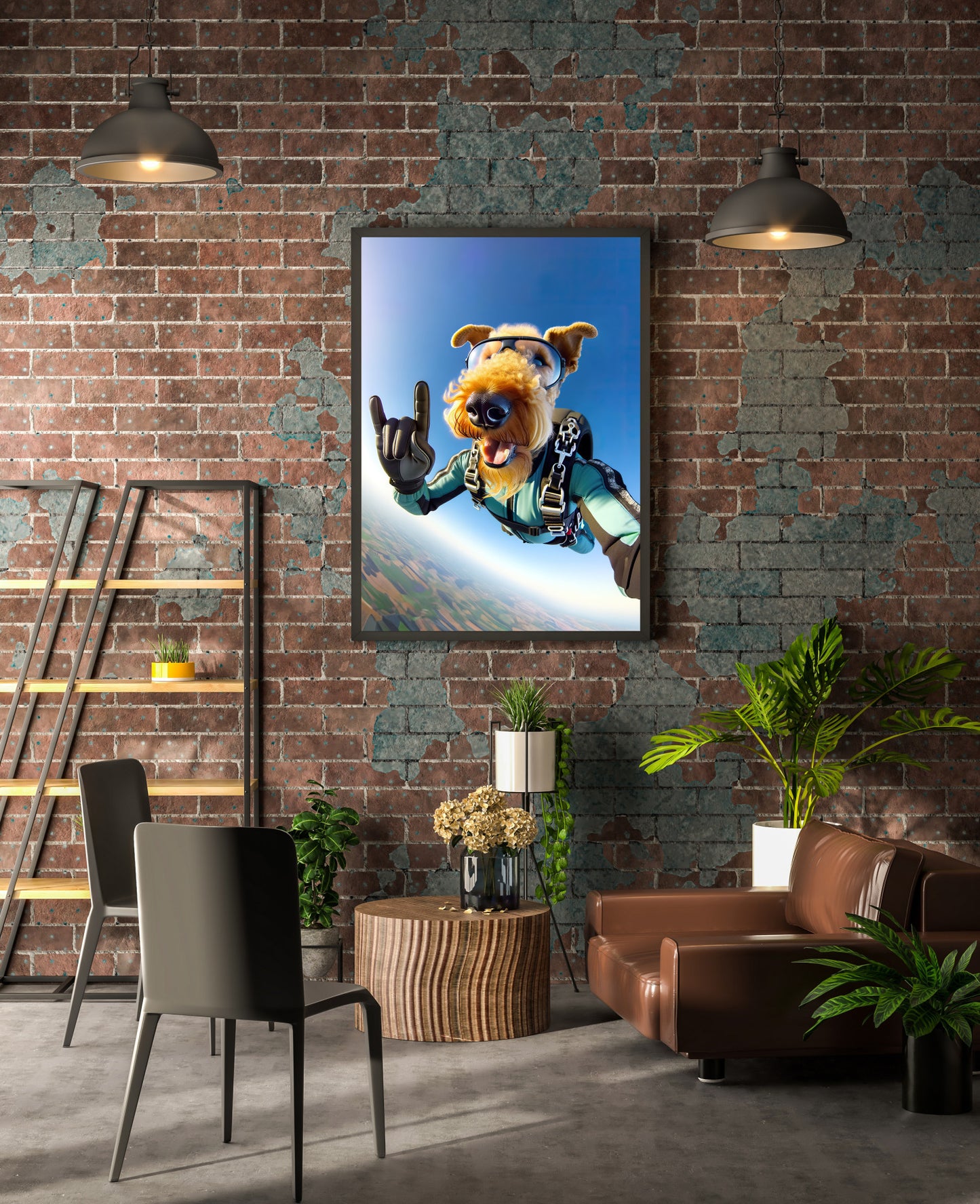 Epic Skydiving Airedale Terrier Poster - Unique Dog Lover Wall Art, Extreme Sport Decor, Animal Print Gift