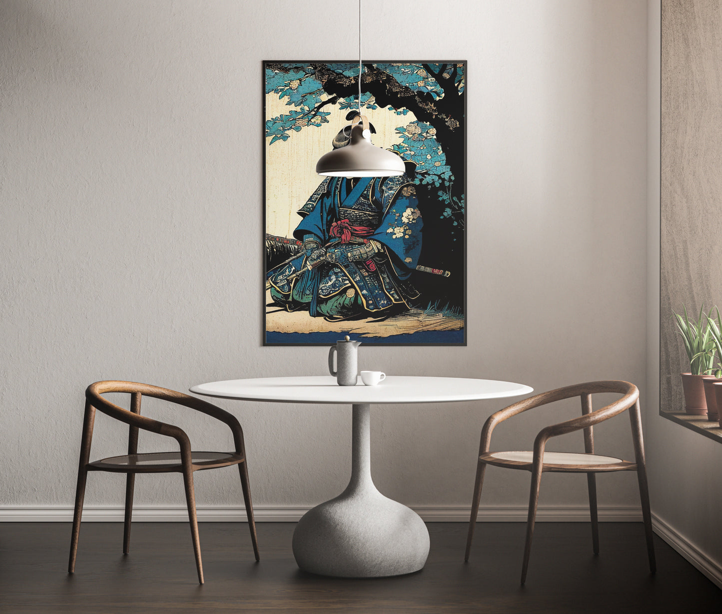 Japanese Samurai Poster - Ukiyo-e Wall Art Illustration, Frameable Wall Decoration