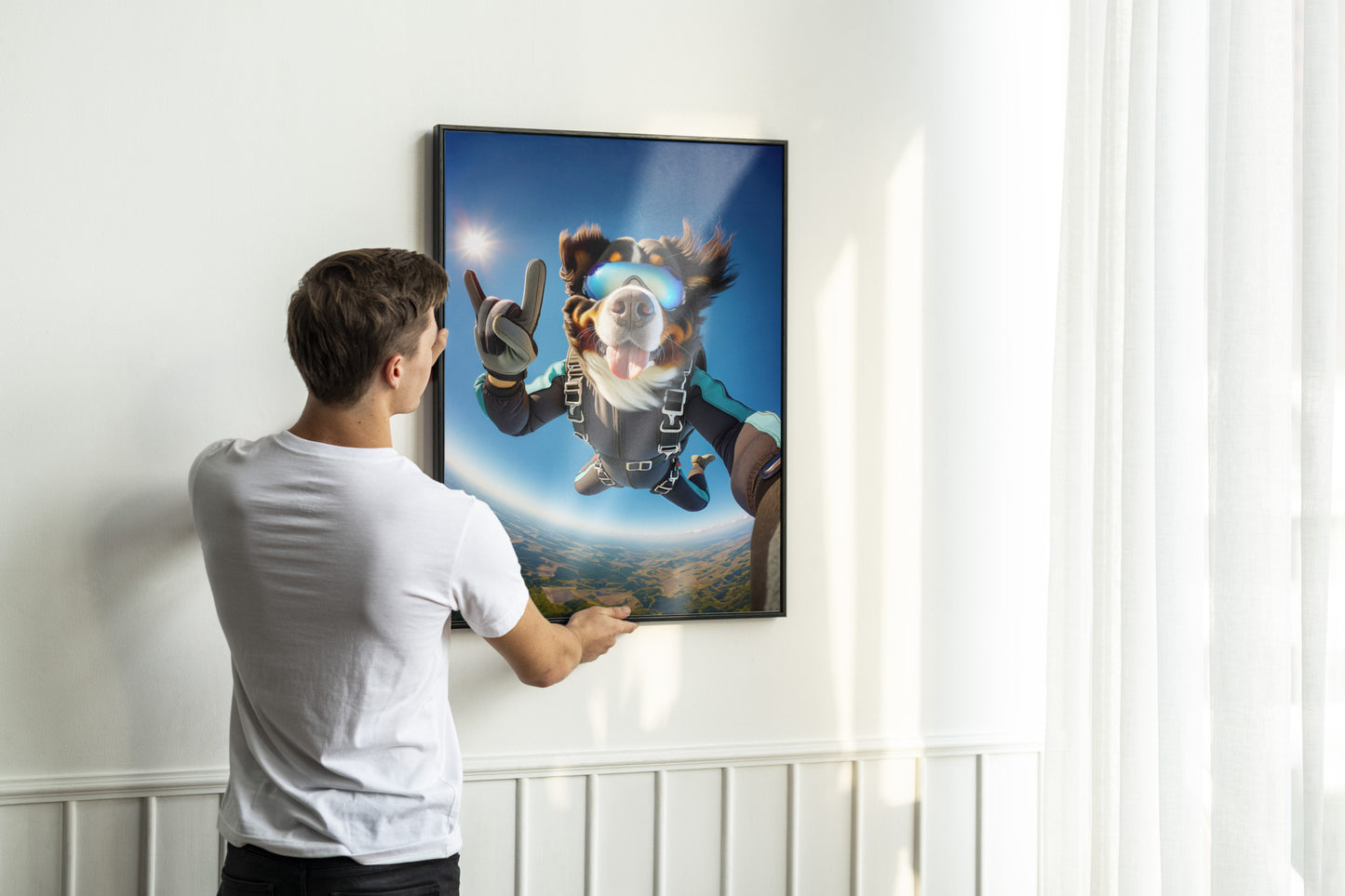 Epic Dog Lover's Gift: Skydiving Bernese Mountain Dog Poster - Extreme Sport Animal Wall Art Decor