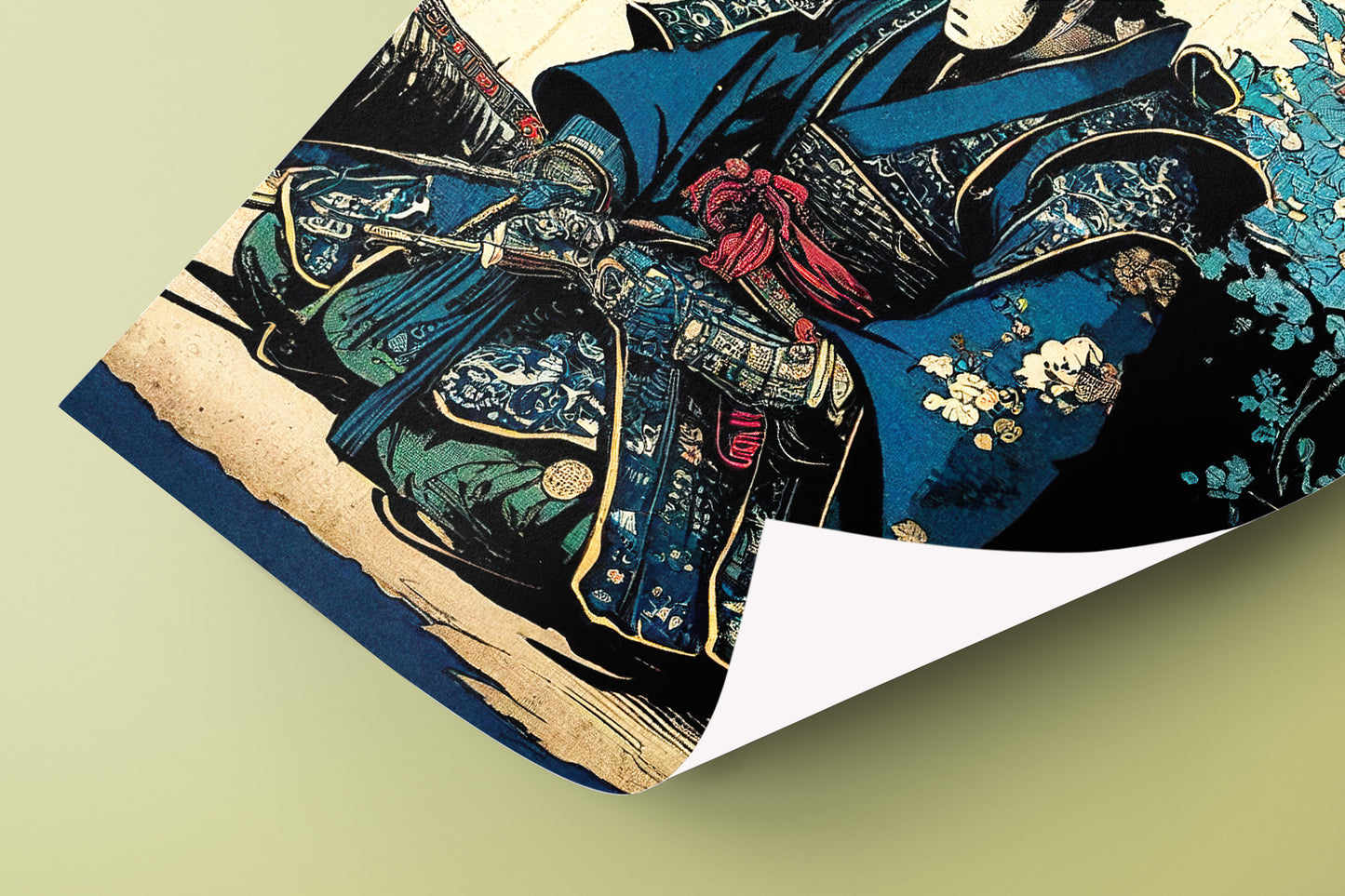 Japanese Samurai Poster - Ukiyo-e Wall Art Illustration, Frameable Wall Decoration
