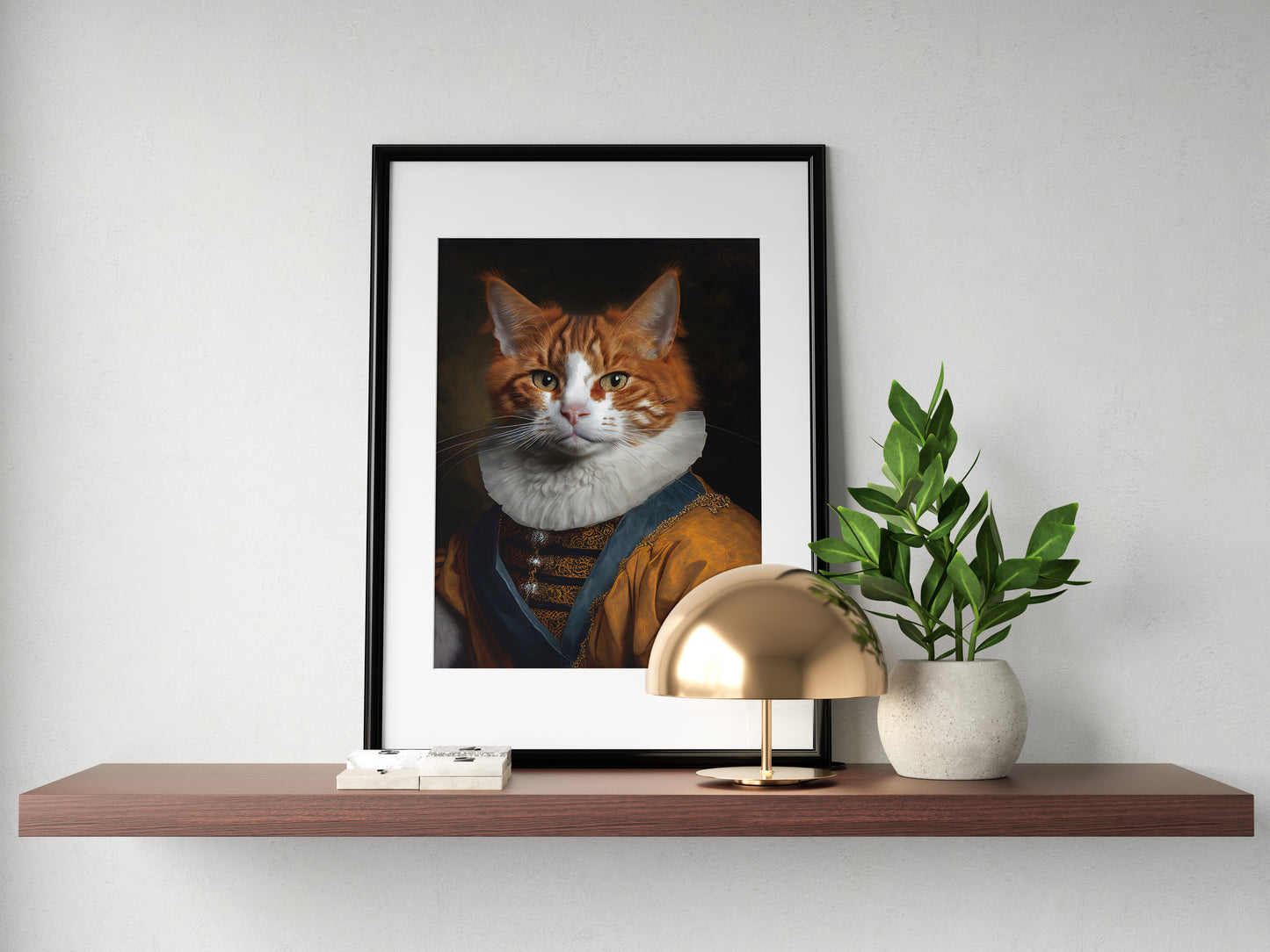 Poster Illustration Chat Baroque - Décoration Murale Animaux - Portrait Noble de Chat
