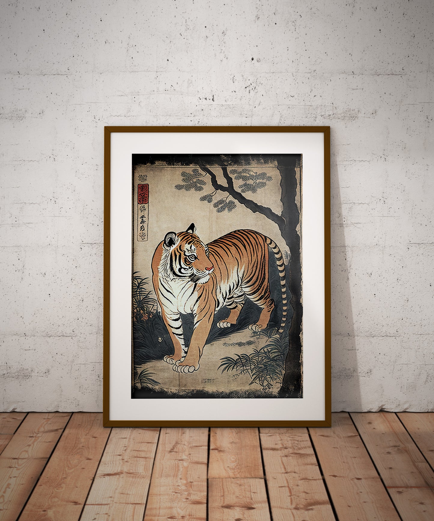 Japanese Tiger Poster, Ukiyo-e Style Wall Art, Traditional Japan Illustration Print, Decorative Wall Poster