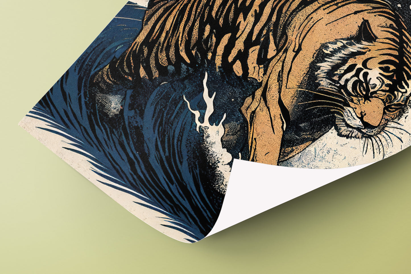 Japanese Tiger Poster, Ukiyo-e Style Art Print, Japan Tiger Wall Decor, Authentic Wall Art Design