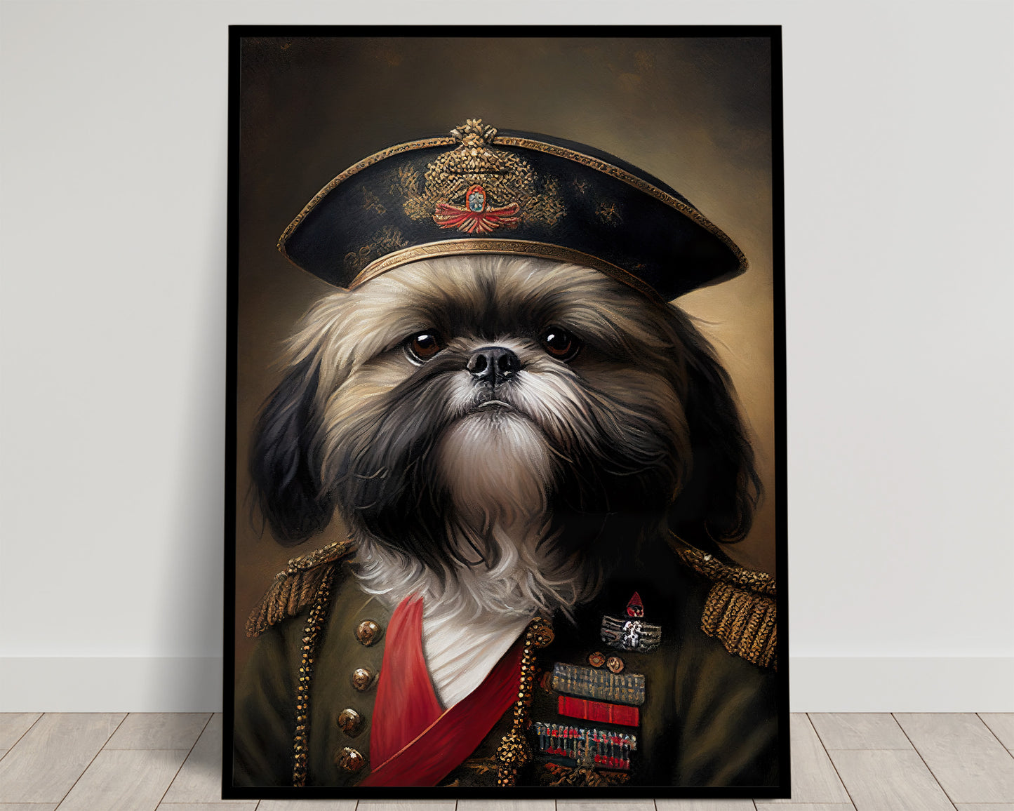 "Heroic Shih-tzu Poster | Military Uniform Dog Wall Art | Funny Shih-tzu Print for Home Decor"