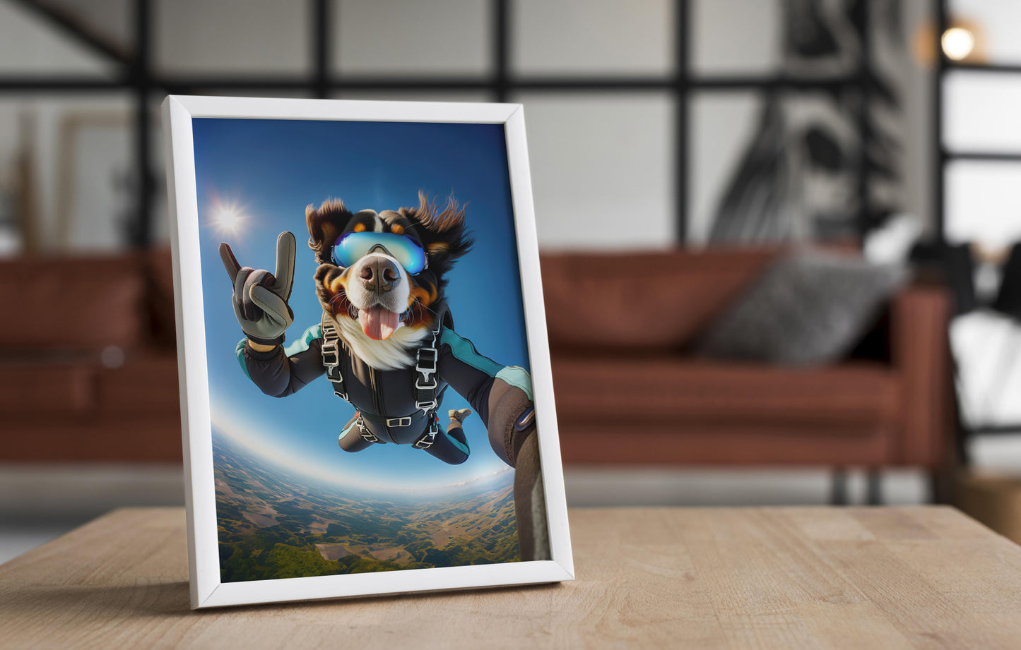 Epic Dog Lover's Gift: Skydiving Bernese Mountain Dog Poster - Extreme Sport Animal Wall Art Decor