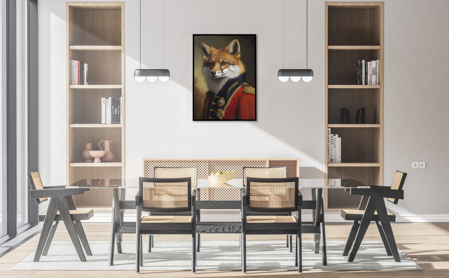 Fox Poster in Military Uniform – Heroic Animal Wall Art, Unique Fox Wall Print Decoration