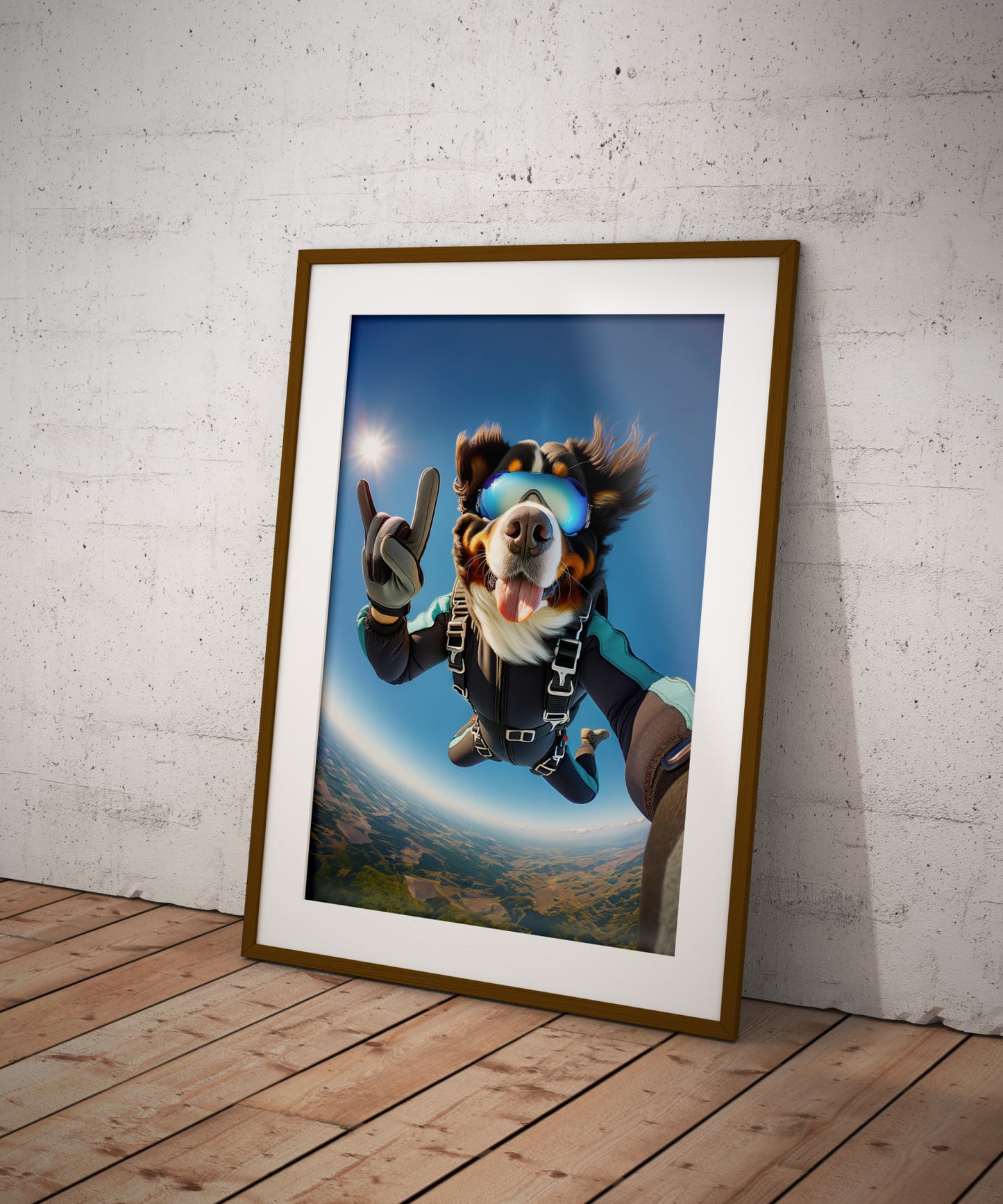 Epic Dog Lover's Gift: Skydiving Bernese Mountain Dog Poster - Extreme Sport Animal Wall Art Decor
