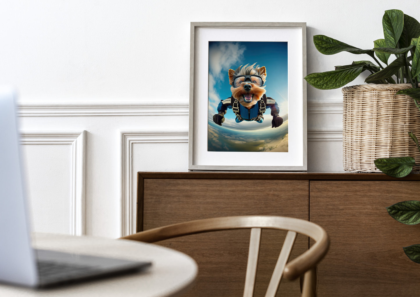 Affiche Murale Yorkshire en Chute Libre - Poster Chien Skydiving, Déco Sport Extrême, Idée Cadeau Originale