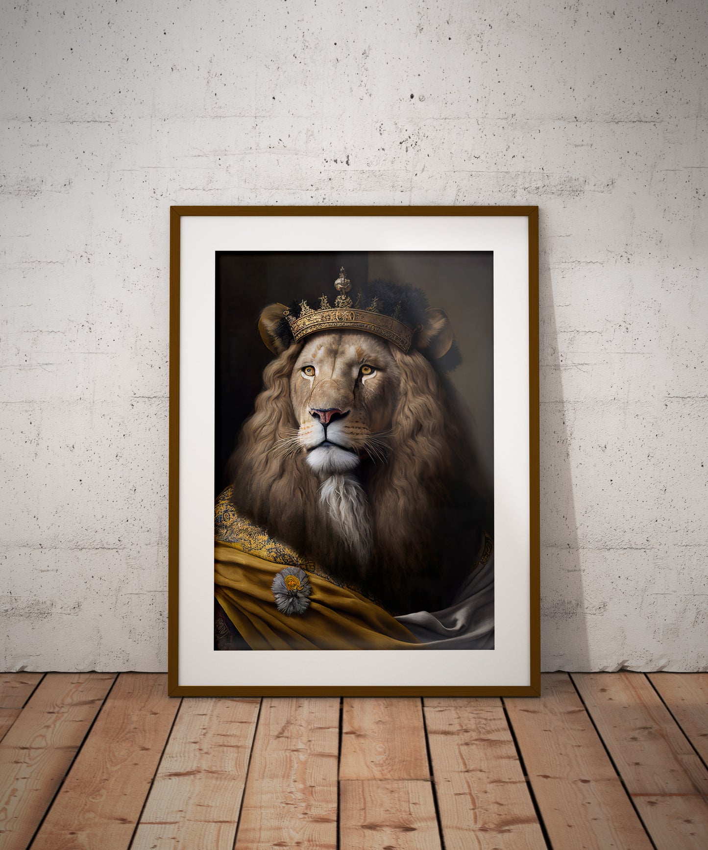 Poster Lion Noble Style Baroque - Décoration Murale Animaux, Affiche Féline Artwork, Design Élégant