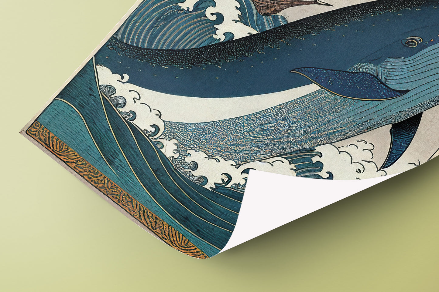 Affiche Poster Baleine et Bateau Style Art Japonais Ukiyo-e - Illustration Murale Décorative Japon