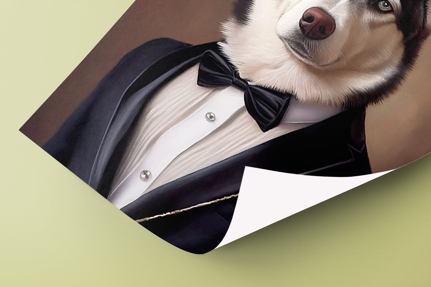 Husky Tuxedo Poster - Animal Wall Art Decoration, Elegant Dog Portrait, Premium Wall Poster for Home Decor