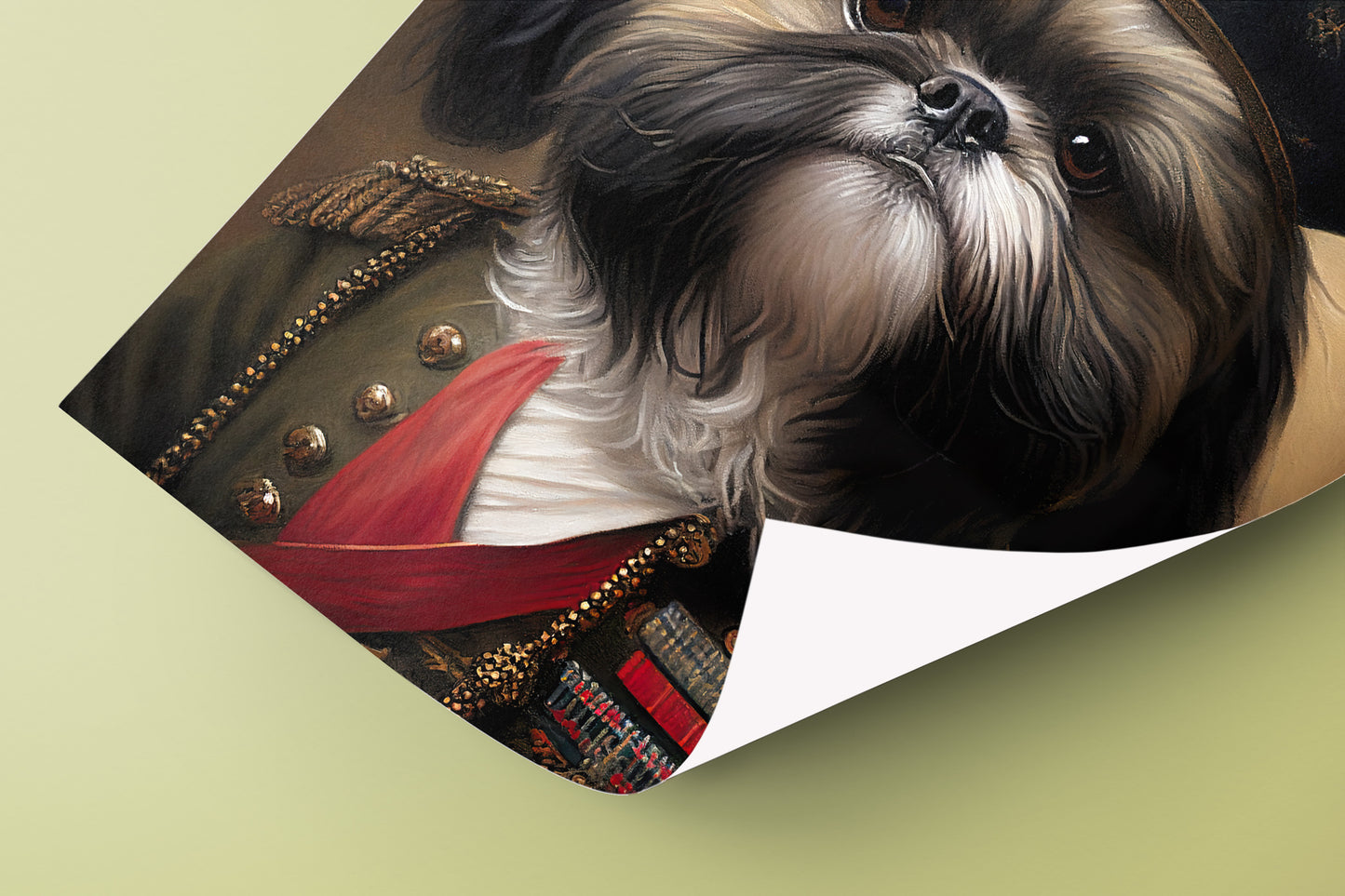 "Heroic Shih-tzu Poster | Military Uniform Dog Wall Art | Funny Shih-tzu Print for Home Decor"
