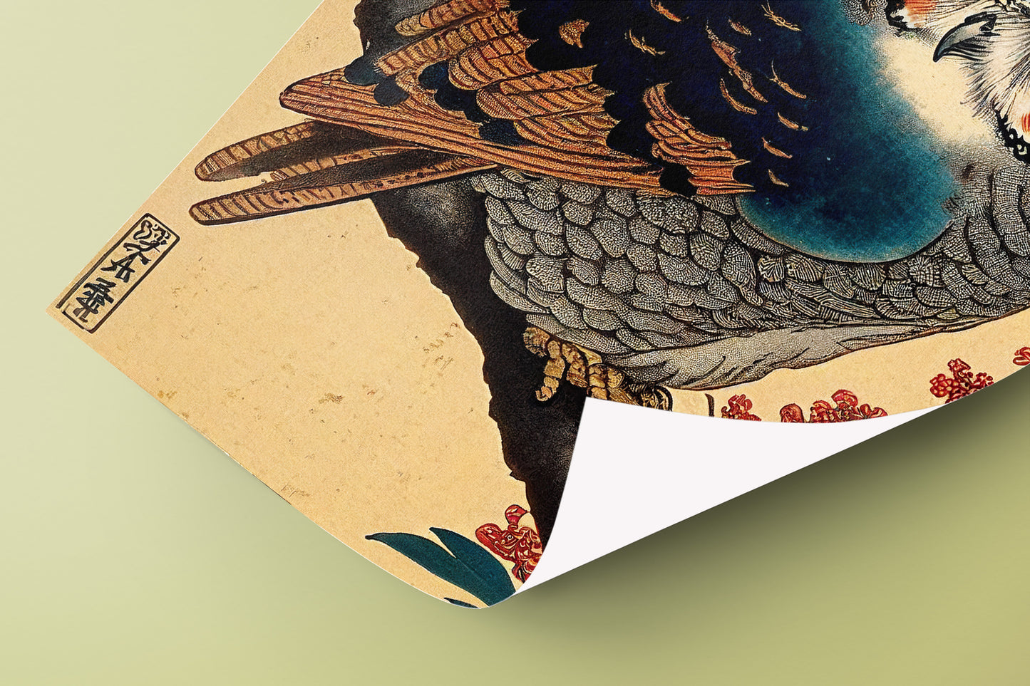 Japanese Owl Poster - Nipponese Art, Owl Wall Art, Japanese Illustration, Decorative Wall Poster