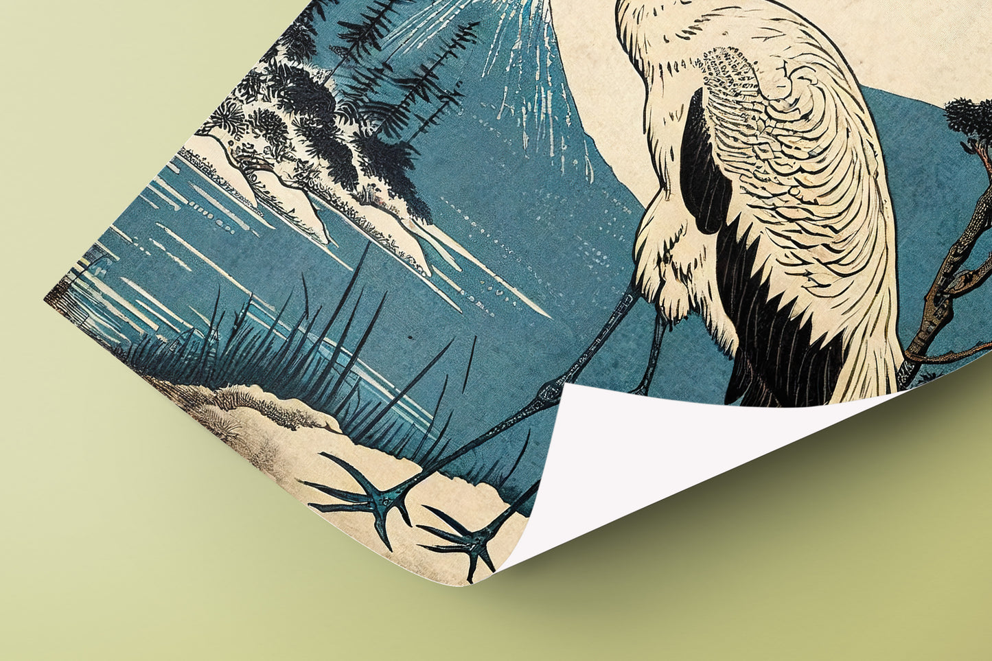 Elegant Japanese Crane Poster - Traditional Japanese Art, Bird Wall Decor, Frameable Japanese Illustration Poster