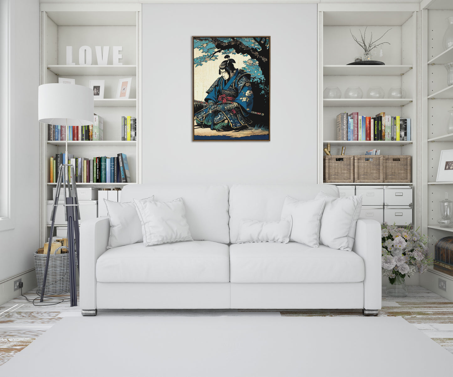 Japanese Samurai Poster - Ukiyo-e Wall Art Illustration, Frameable Wall Decoration