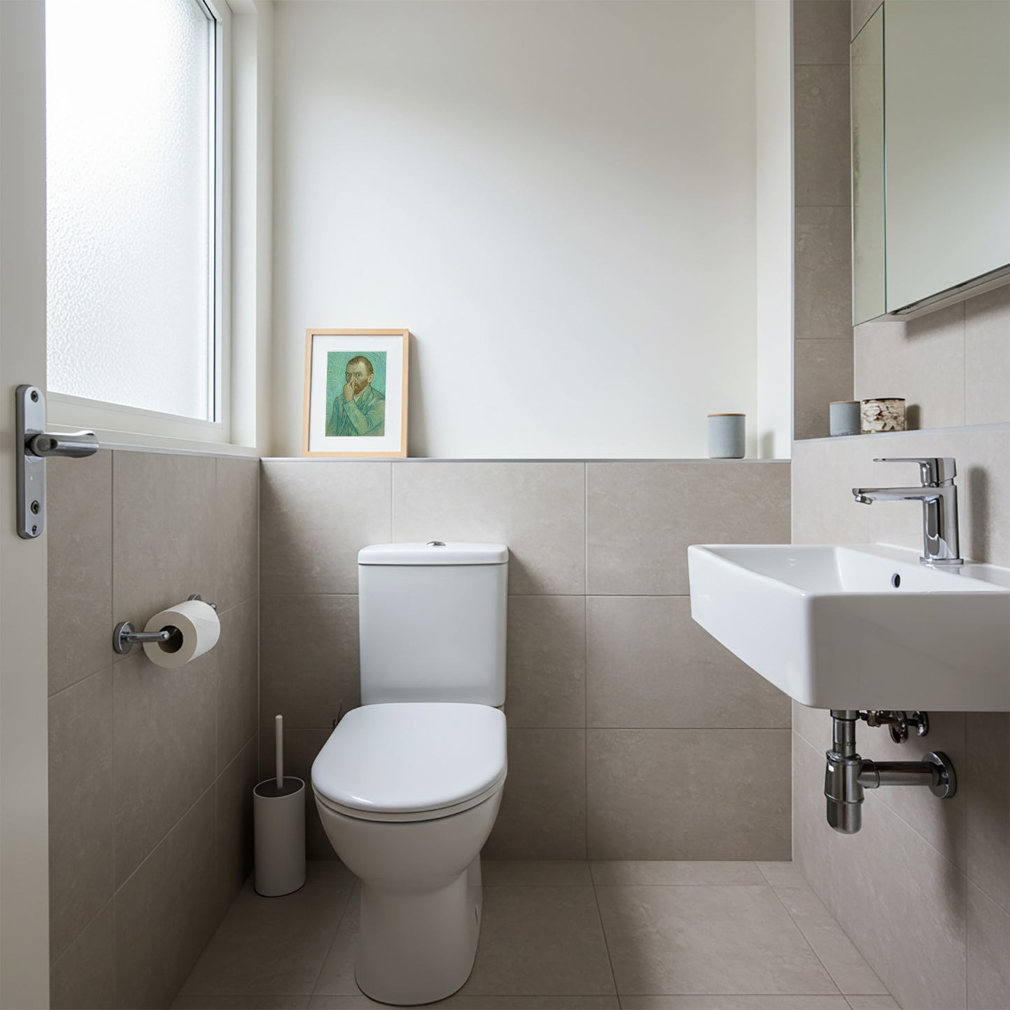 Funny Van Gogh Bathroom Poster – Toilet Humor Wall Art, Quirky Restroom Decor, Parody Framed Print, Unique Gift for Home