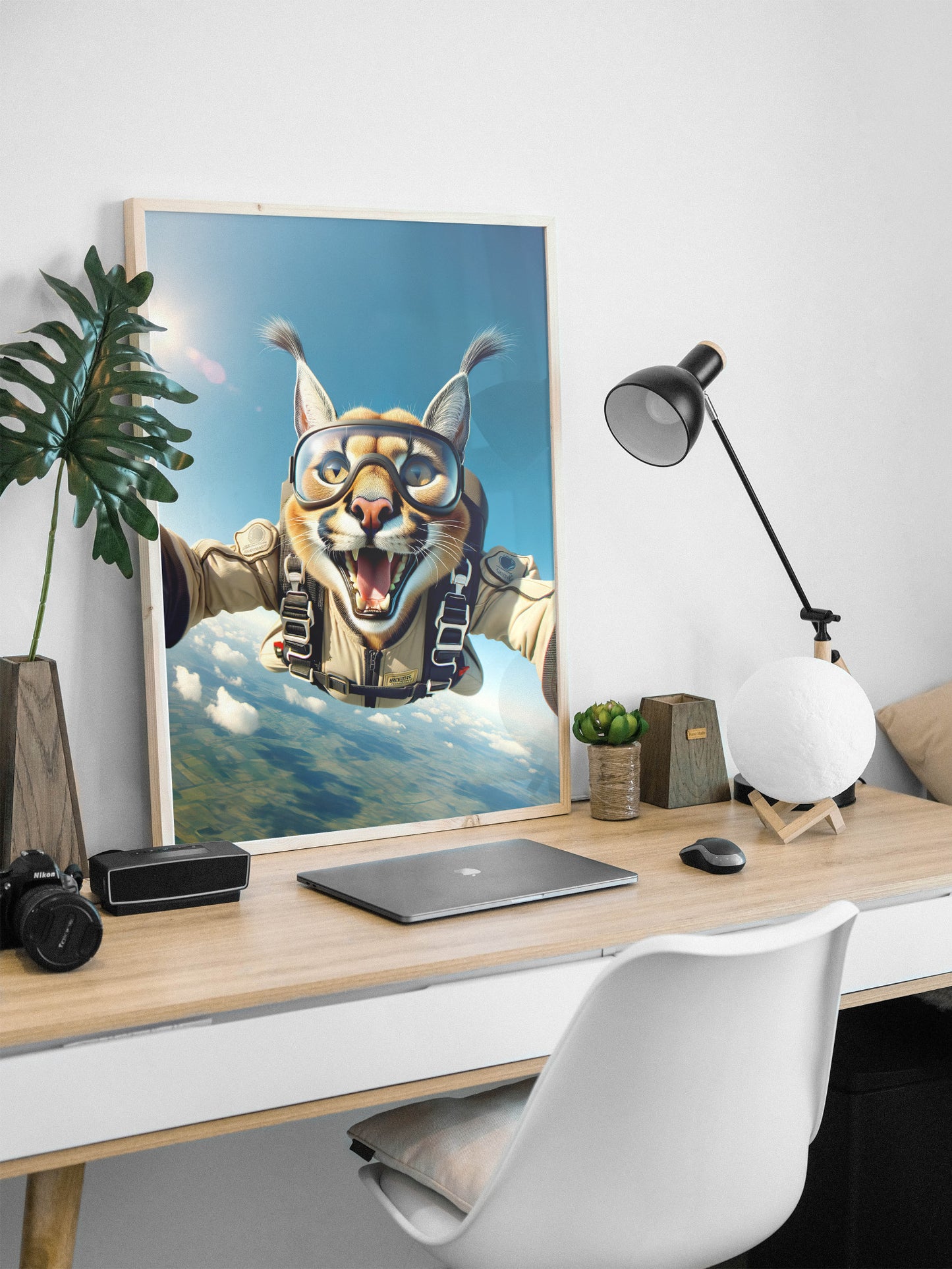Skydiving Caracal Poster - Epic Animal Wall Art | Extreme Sport Decor | Unique Gift for Animal Lovers