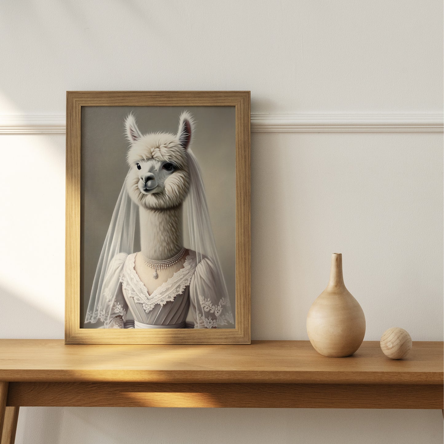 Affiche Poster Alpaga Mariée - Décoration Murale Animaux - Cadre Humoristique - Art Mural Mariage