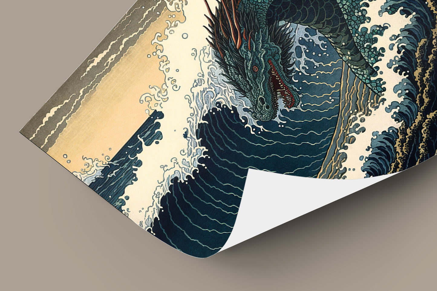 Japanese Dragon Wall Poster - Mythological Water Dragon Art, Nippon-Inspired Wall Decoration, Japanese Illustration Decor