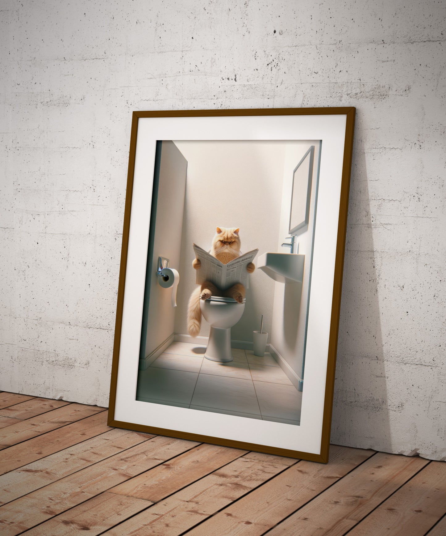 Affiche Murale Chat Persan Golden Shaded, Déco Humour Toilettes & Salle de Bain, Cadeau Original Chat