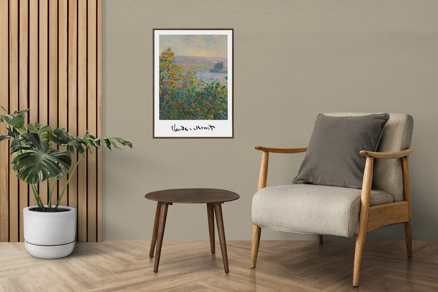 Claude Monet Poster: Flower Beds at Vétheuil (1881) | Impressionist Wall Art Reproduction | Classic Masterpiece Print