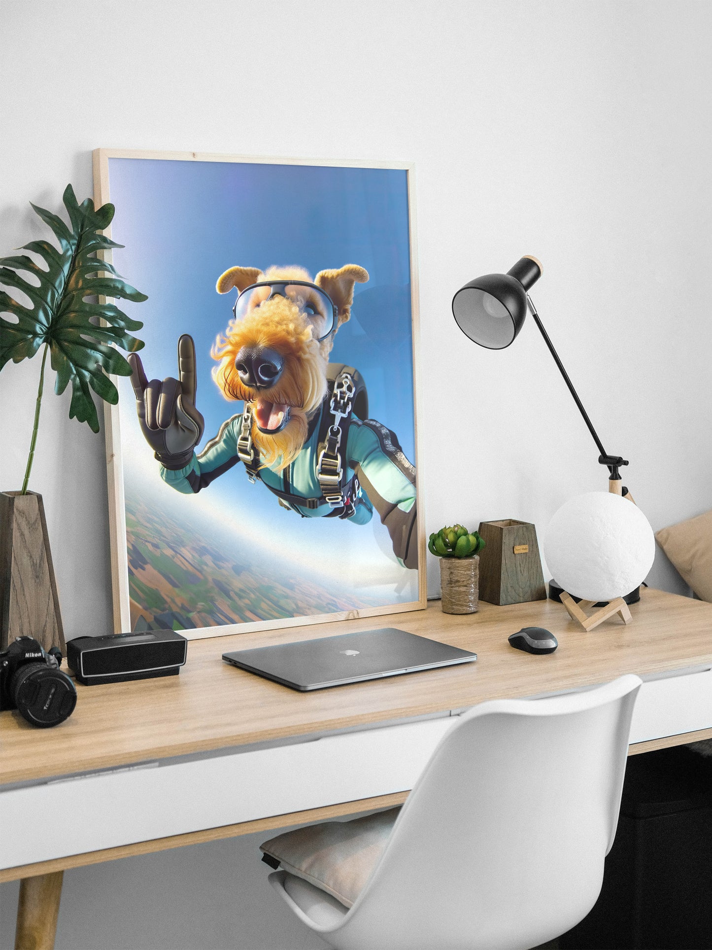 Epic Skydiving Airedale Terrier Poster - Unique Dog Lover Wall Art, Extreme Sport Decor, Animal Print Gift